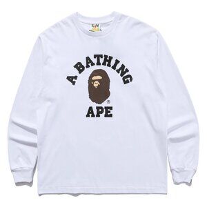 BAPE College Long Sleeve T-shirt White | A Bathing Ape